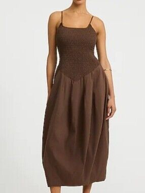 NWT Express Smocked Drop Waist Barrel Dress W/Pockets Size Large